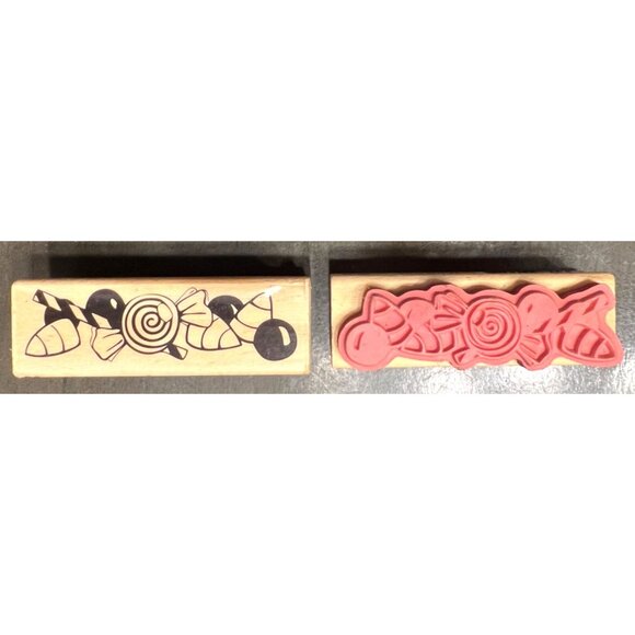 CraftSmart Halloween Candy Rubber Mounted Wood Stamp 276870 - Picture 1 of 3